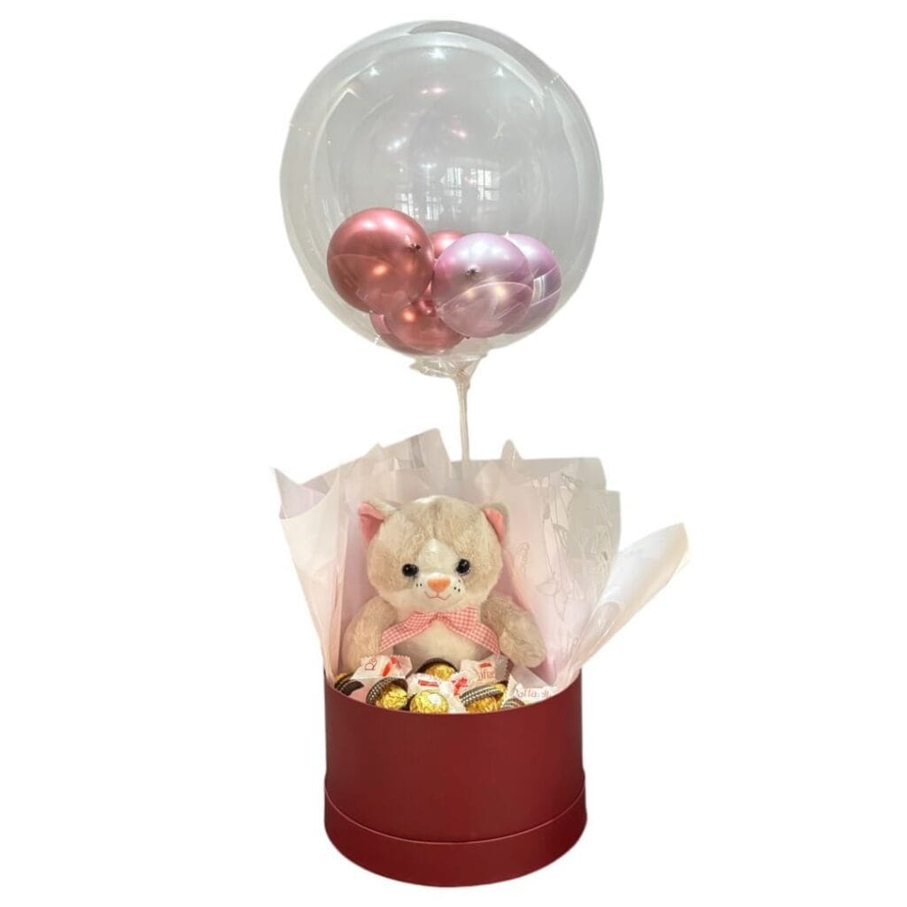 Kit Balão com Pelúcia e cheio de Ferrero