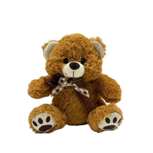 Pelúcia de Urso Marrom com dois laços no fundo branco