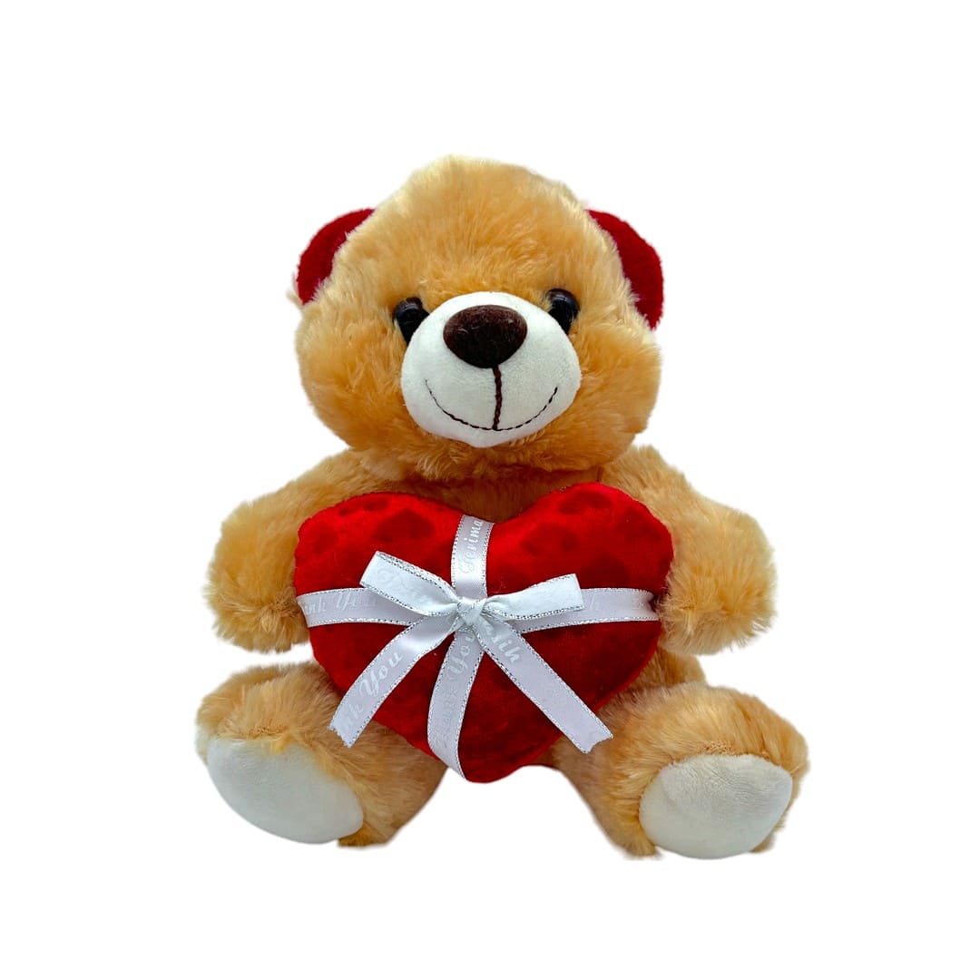 Urso segurando Coração com Laço- Laranja